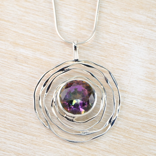 Silver Swirl and Mystic Topaz Pendant.