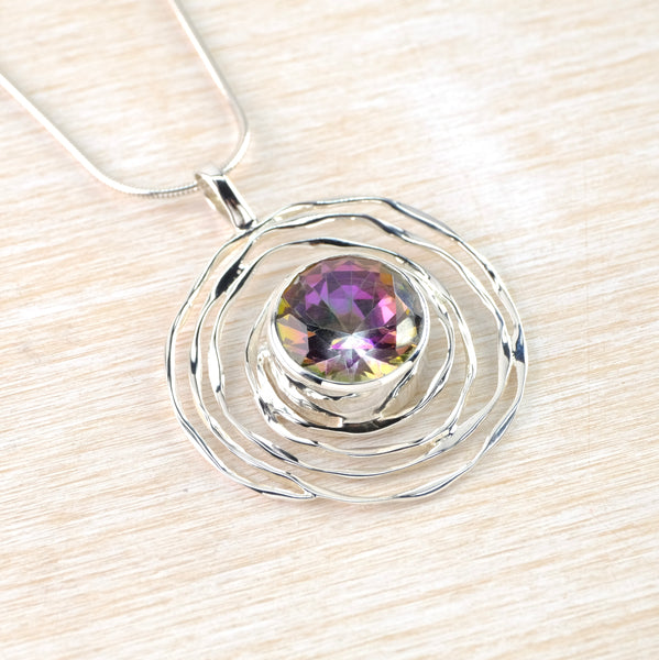Silver Swirl and Mystic Topaz Pendant.