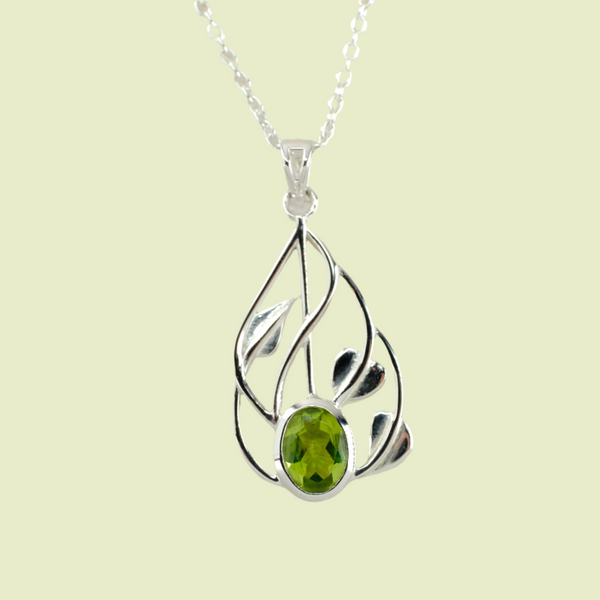 Peridot and Silver Mackintosh Inspired Pendant.