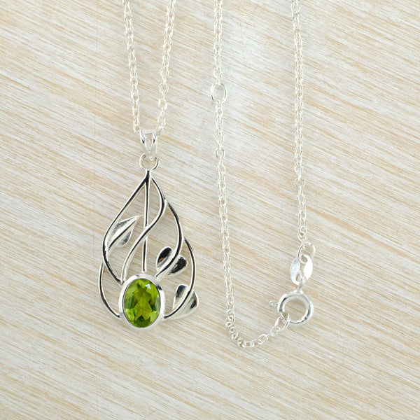 Peridot and Silver Mackintosh Inspired Pendant.