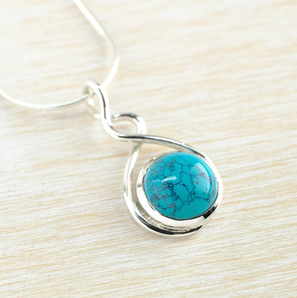 Silver Twist and Turquoise Pendant.