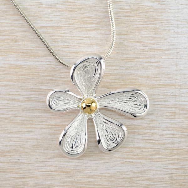 Silver and Gold Plated Flower Pendant by JB Designs.