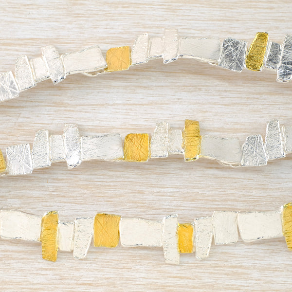 Satin Silver and Gold Plated Geometric Linked Necklace by JB Designs.