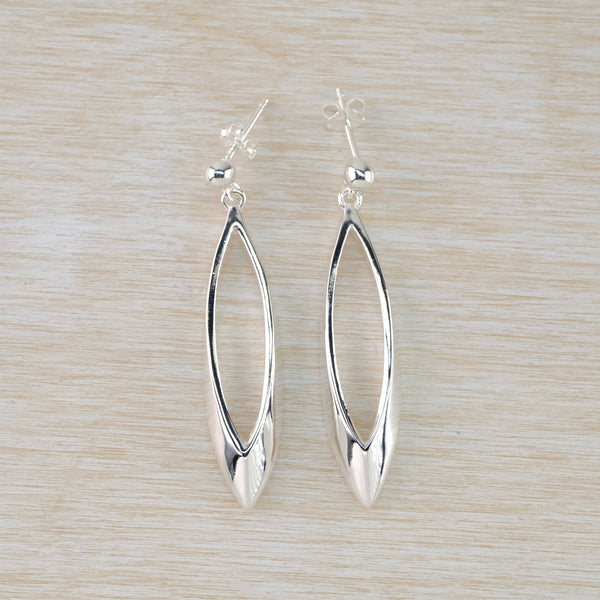 Polished Silver Drop Earrings by JB Designs.