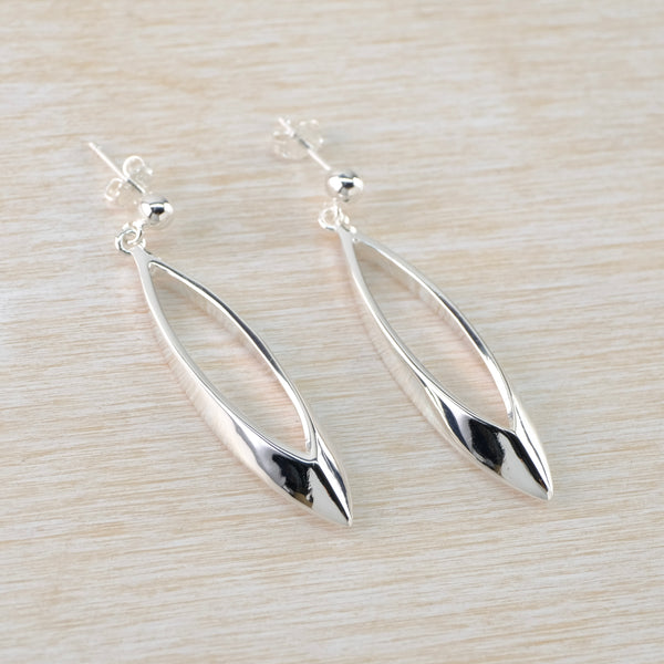 Polished Silver Drop Earrings by JB Designs.