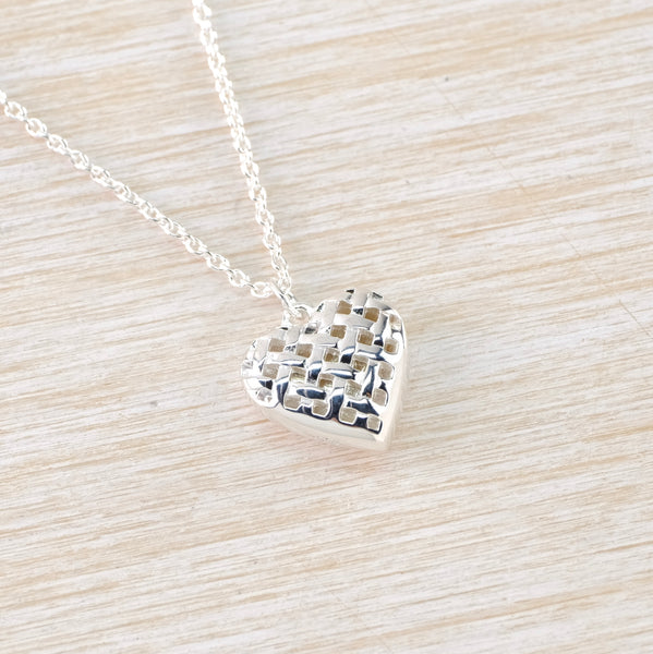 Lattice Silver Heart Shaped Pendant by 'Unique'