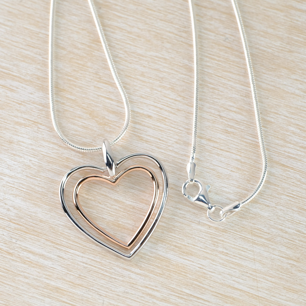 Silver and Rose Gold Plated Heart Pendant by JB Designs. – Smithsonia