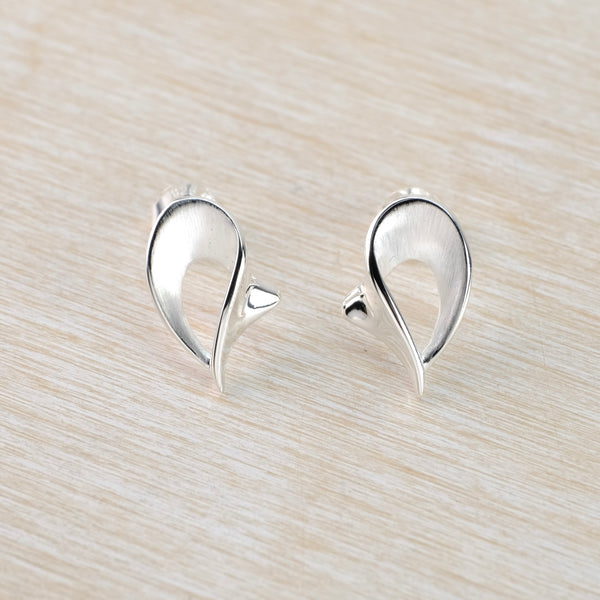 Satin Silver Stud Earrings by JB Designs.