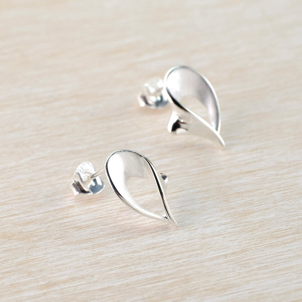 Satin Silver Stud Earrings by JB Designs.