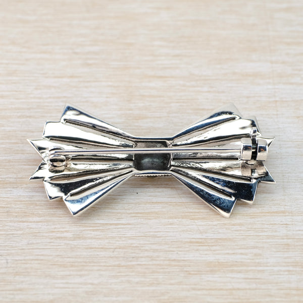 Marcasite and Silver Bow Brooch.