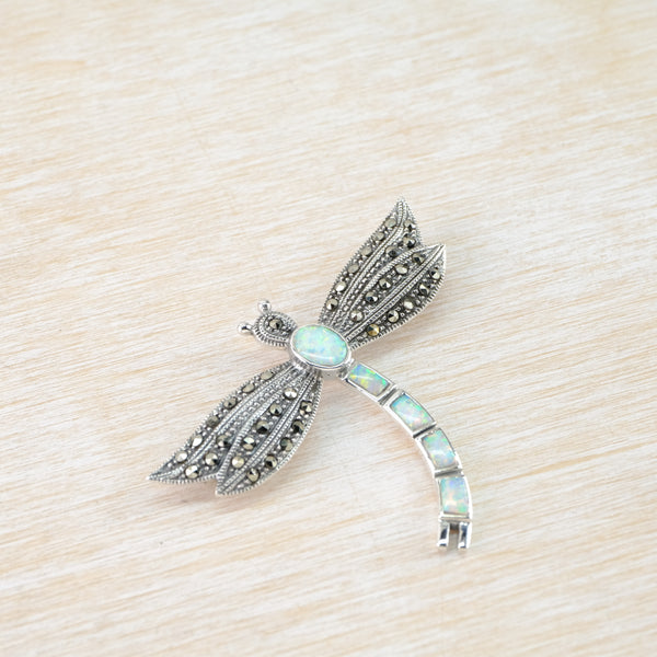 Marcasite and Opalite Dragonfly Design Brooch.