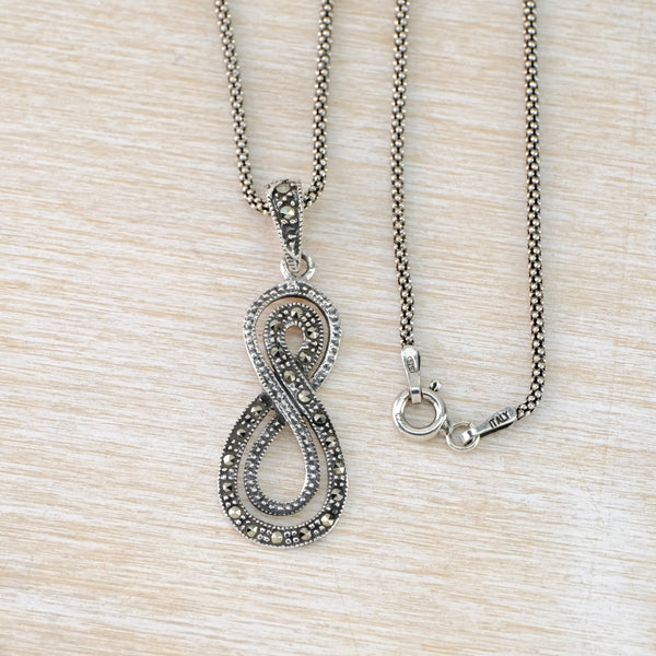 Marcasite and Silver Infinity Pendant.