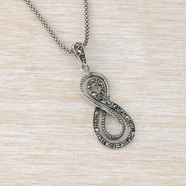 Marcasite and Silver Infinity Pendant.