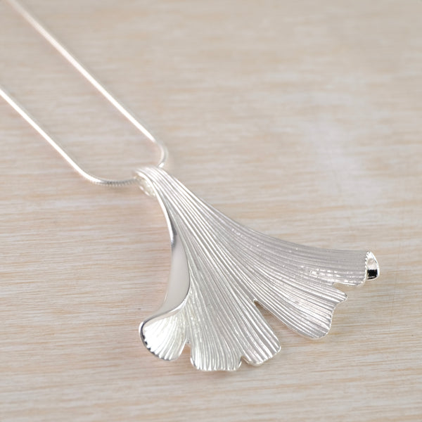 Sterling Silver Ginkgo Leaf Pendant by JB Designs.