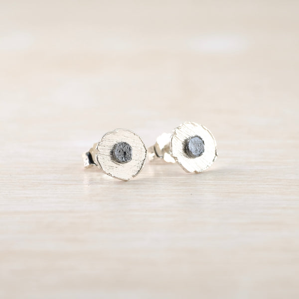 Satin Silver Stud Earrings by JB Designs.