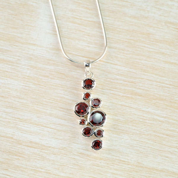 Cascade of Garnets and  Sterling Silver Pendant.