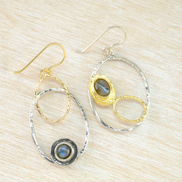 Silver and Gold Plated Labradorite Earrings by JB Designs.