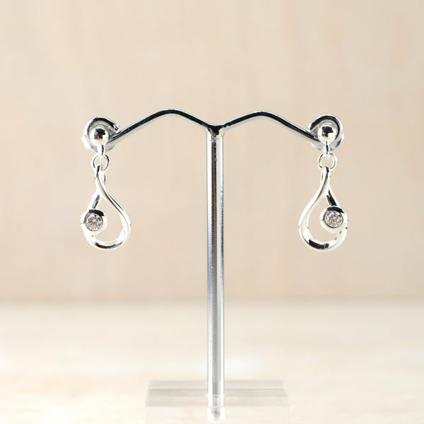 Silver and Cz Tear Drop Earrings by JB Designs.