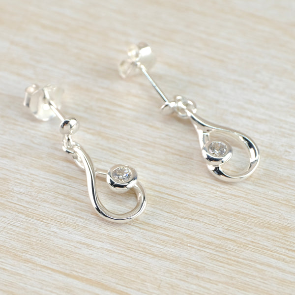 Silver and Cz Tear Drop Earrings by JB Designs.