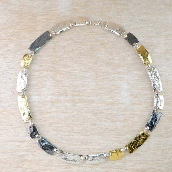 Satin Silver and Gold Plated Statement Necklace by JB Designs.