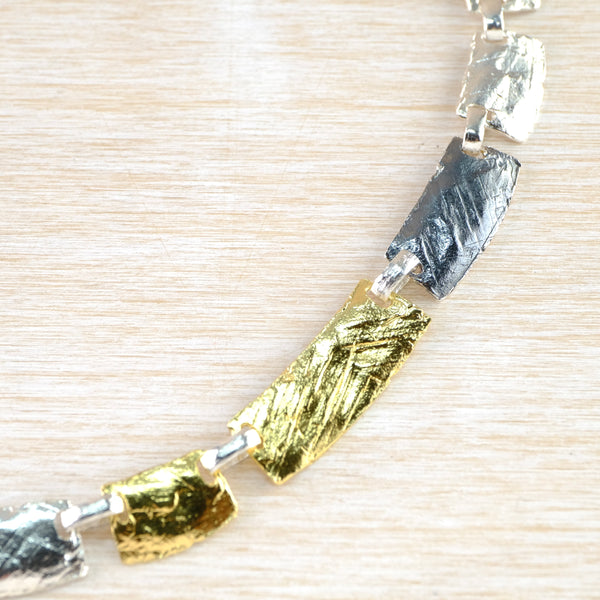 Satin Silver and Gold Plated Statement Necklace by JB Designs.