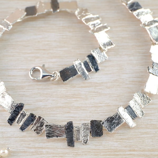 Satin and Oxidised Silver Statement Necklace by JB Designs.