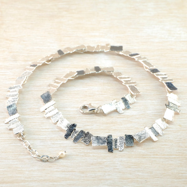 Satin and Oxidised Silver Statement Necklace by JB Designs.