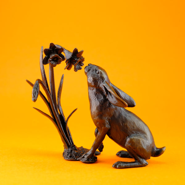 Limited Edition Bronze 'Hare with Daffodils' by Michael Simpson