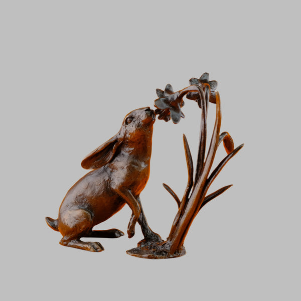 Limited Edition Bronze 'Hare with Daffodils' by Michael Simpson