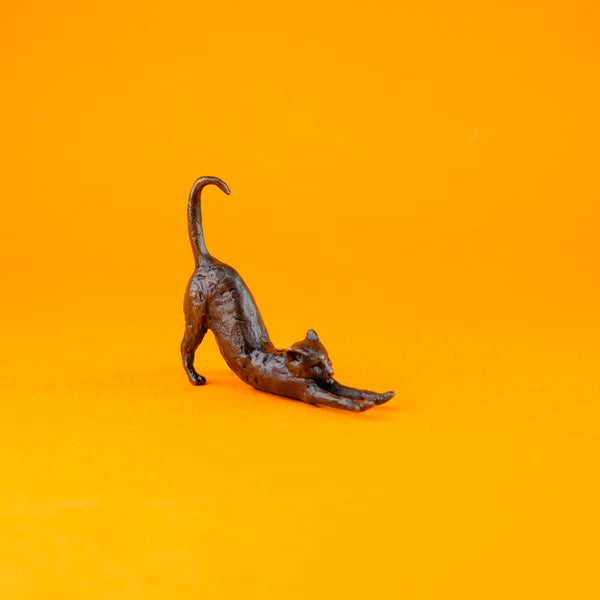 Bronze 'Cat Stretching' Miniature Sculpture.