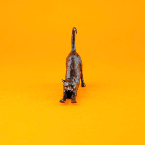 Bronze 'Cat Stretching' Miniature Sculpture.