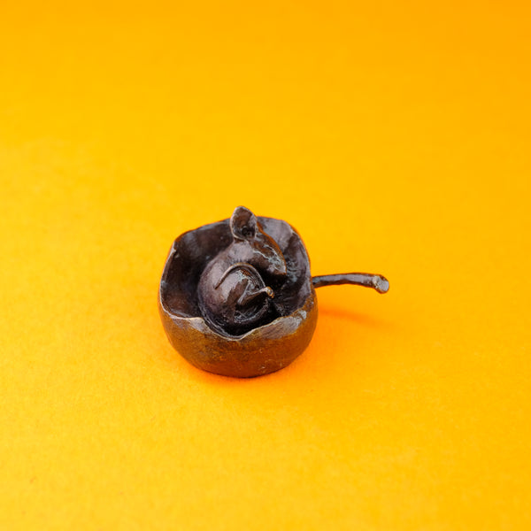 Bronze 'Mouse in Apple' Miniature Sculpture.
