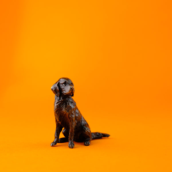 Bronze "Sitting Retriever" Miniature Sculpture.