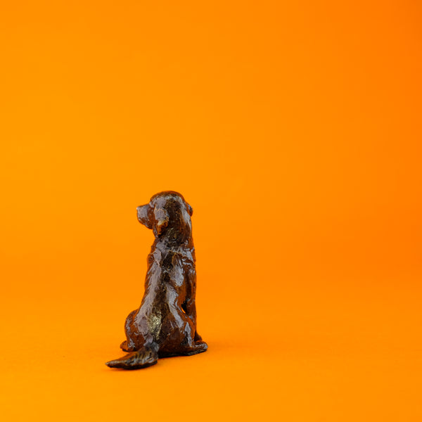 Bronze "Sitting Retriever" Miniature Sculpture.