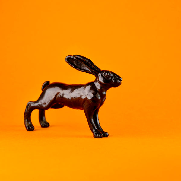 Bronze Standing Hare by Steve Langford.