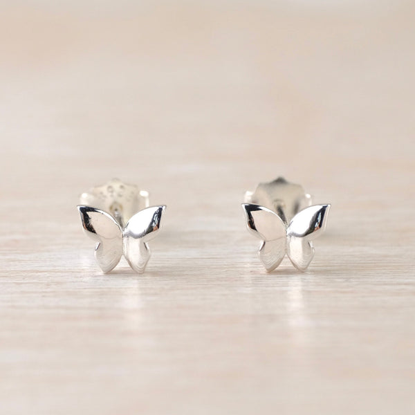 Petite Sterling Silver Butterflies Stud Earrings.