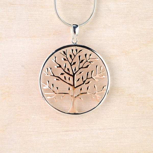 Silver and Rose Gold 'Tree of Life' Pendant by 'JB Designs'