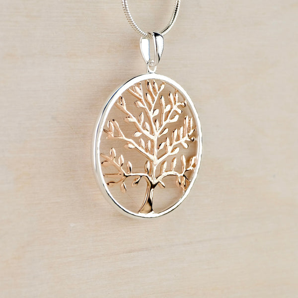 Silver and Rose Gold 'Tree of Life' Pendant by 'JB Designs'