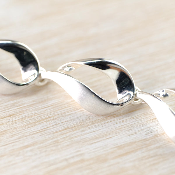 Matt and Polished Silver Linked Bracelet by JB Designs.
