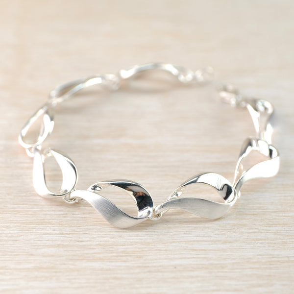 Matt and Polished Silver Linked Bracelet by JB Designs.