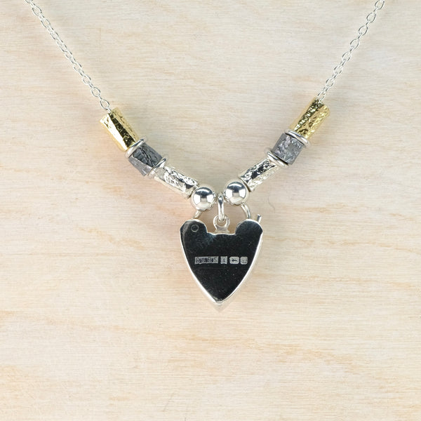 Vintage Sterling Silver Heart Padlock Pendant by Emily Merrix.