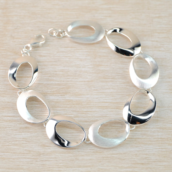 Satin and Polished Silver Linked Bracelet by JB Designs.