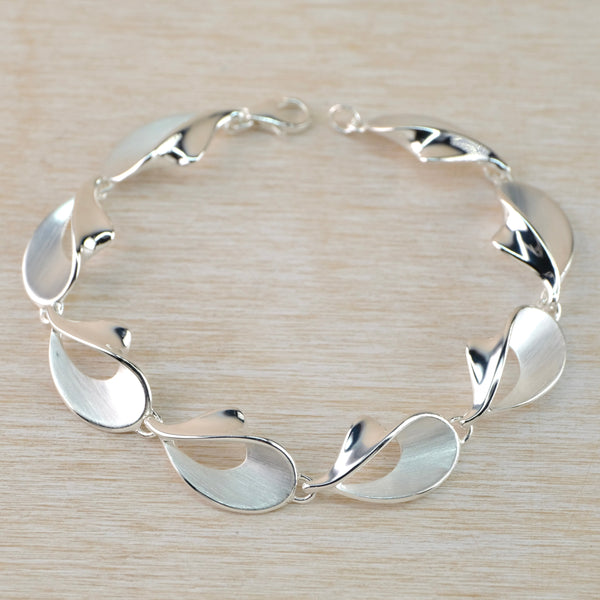Satin and Polished Silver Linked Bracelet by JB Designs.