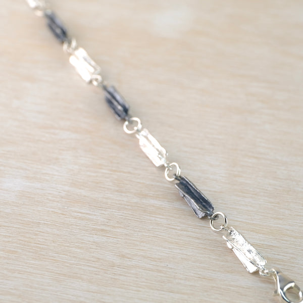 Textured and Oxidized Silver Link Bracelet by JB Designs.