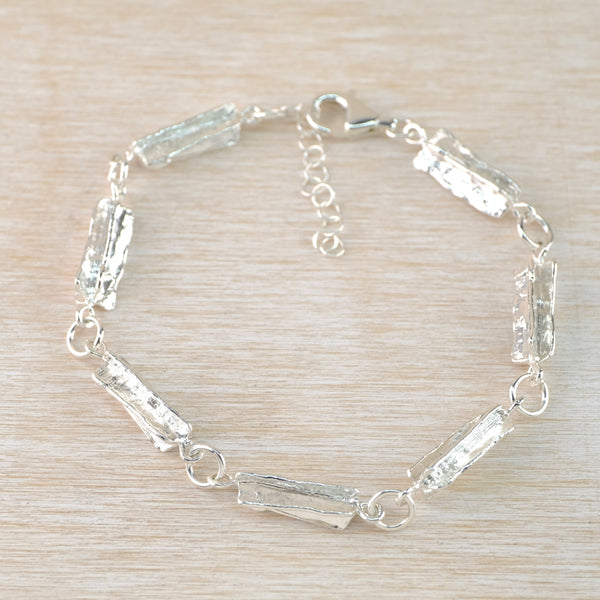 Textured Silver Link Bracelet by JB Designs.