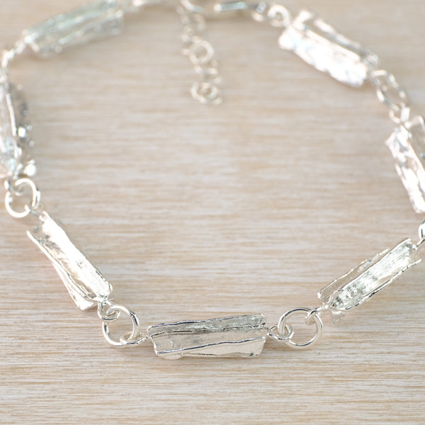 Textured Silver Link Bracelet by JB Designs.