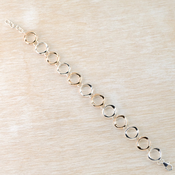 Polished Silver with Rose Gold Plating Linked Bracelet by JB Designs.