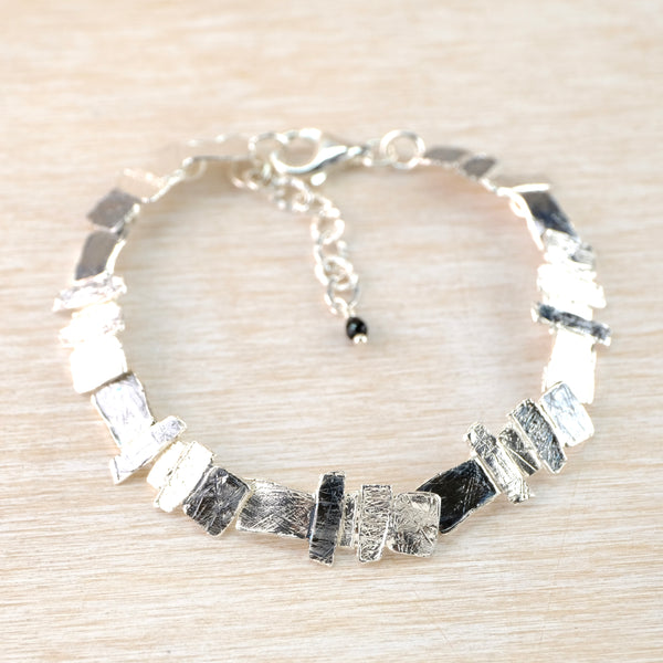 Silver Bracelet  with Geometric Links by JB Designs.