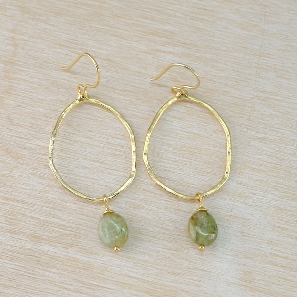 Silver and Gold Plated Earrings with Prehnite by JB Designs.