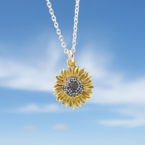 Handmade Small Silver Sunflower Pendant by Sheena McMaster.
